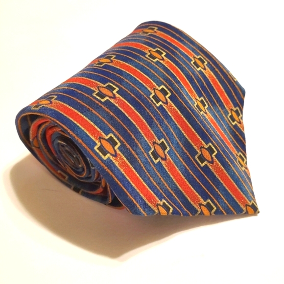 Pitti Uomo Necktie Blue Stripe Silk Neck Tie - Picture 1 of 5